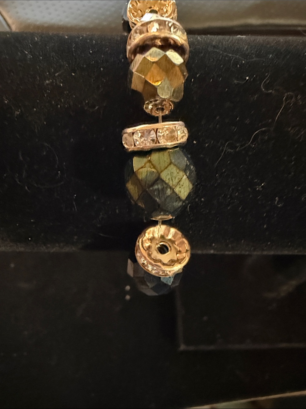 Gold-Tone Green Faceted Bead Drop Bracelet- Women Jewelry